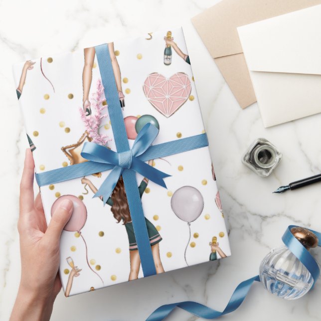 Papel De Presente Padrão de Aniversário  (Presentear)