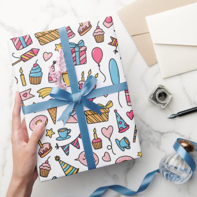Papel De Presente Padrão de aniversário bonito (Presentear)