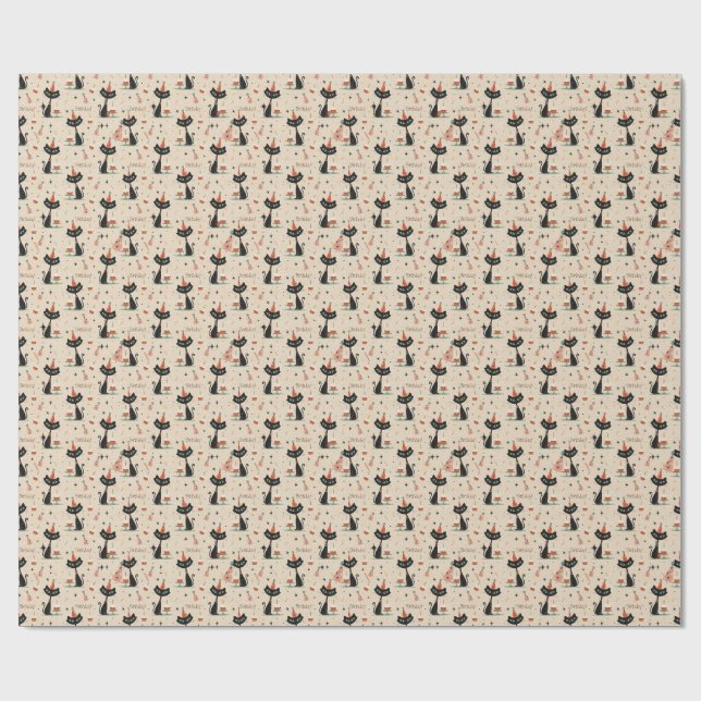 Papel De Presente     Padrão de Aniversário de Gato Atômico de Meado (Aberto)