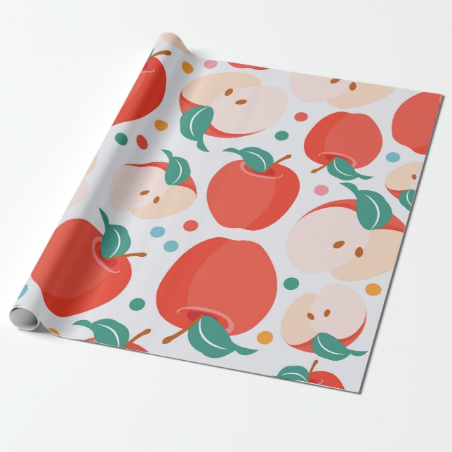 Papel De Presente Padrão de Apple Reprodutivo (Desenrolado)