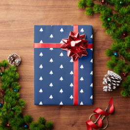 Papel De Presente Padrão de Aquarela Árvore Branca Inverno Índigo
