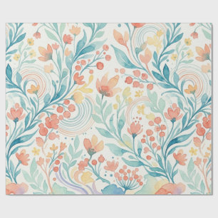Papel De Presente Padrão de Aquarela Botânica 2026