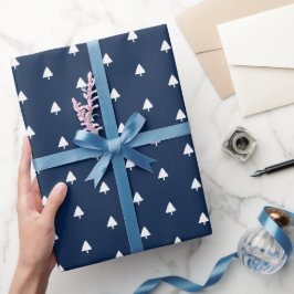 Papel De Presente Padrão de aquarela da árvore de inverno índigo