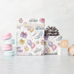 Papel De Presente Padrão de Aquarela de Aniversário de Leite