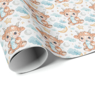 Papel De Presente Padrão de Aquarela de Bebê Coca-Cola Highland