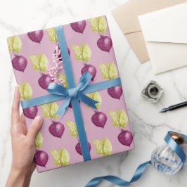 Papel De Presente Padrão de aquarela de beterraba fofa