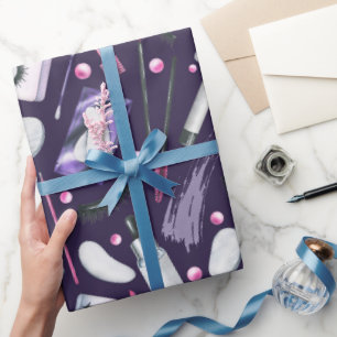 Papel De Presente Padrão de Aquarela de Cosméticos