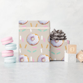 Papel De Presente Padrão de Aquarela de Donut com Confeitos Fofos