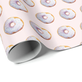 Papel De Presente Padrão de Aquarela de Donut Fofo
