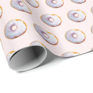 Papel De Presente Padrão de Aquarela de Donut Fofo