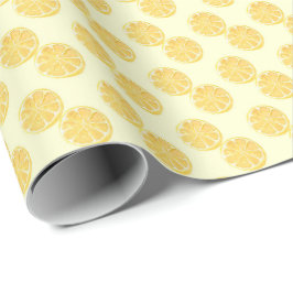Papel De Presente Padrão de Aquarela de Fatia de Limão Amarelo Suave