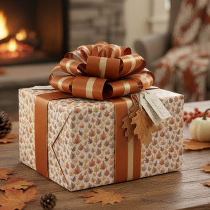 Papel De Presente Padrão de Aquarela de Folhas de Bordo Marrom Doura