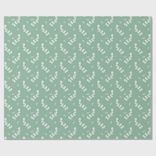 Papel De Presente Padrão de Aquarela de Folhas e Galhos de Eucalipto