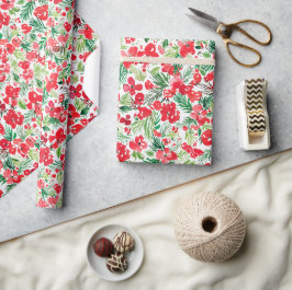 Papel De Presente Padrão de aquarela de Natal Vermelho