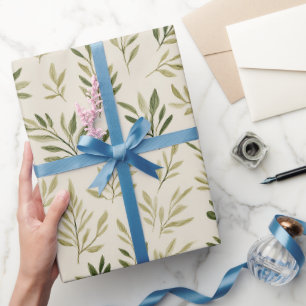 Papel De Presente Padrão de aquarela de oliveira bege suave