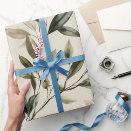 Papel De Presente Padrão de aquarela de oliveira bege suave