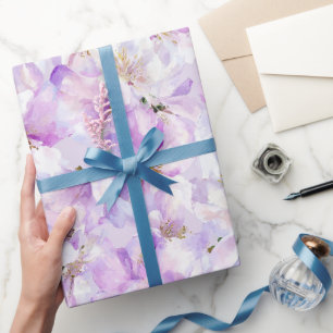 Papel De Presente Padrão de aquarela de orquídea rosa lilás suave ch
