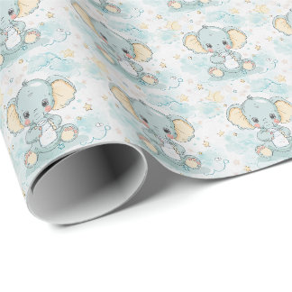 Papel De Presente Padrão de Aquarela de Pastel de Bebê Gelado