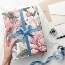 Padrão de Aquarela de Peônia com Rosa Pastel Moder