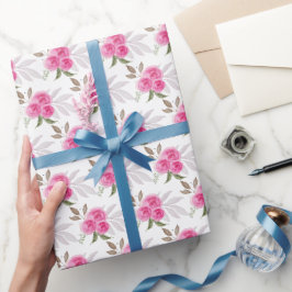 Papel De Presente Padrão de Aquarela de Rosas Pink Maravilhosas