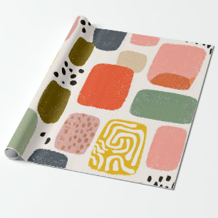 Papel De Presente Padrão de Aquarela do Abstrato de Boho Moderno C
