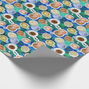 Papel De Presente Padrão de Aquarela do café verde Espresso