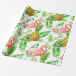 Papel De Presente Padrão de aquarela do jardim tropical