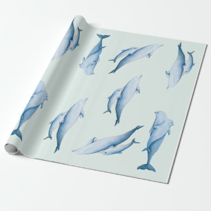 Papel De Presente Padrão de aquarela dos golfinhos