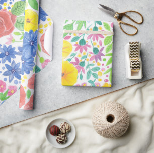 Papel De Presente Padrão de aquarela floral