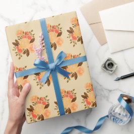 Papel De Presente Padrão de aquarela floral pastel retrô