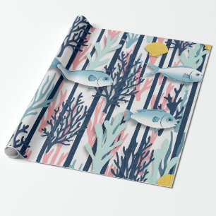 Papel De Presente Padrão de Aquarela Náutica Retro (6)