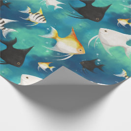 Papel De Presente Padrão de Aquário de Angelfish
