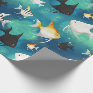 Papel De Presente Padrão de Aquário de Angelfish