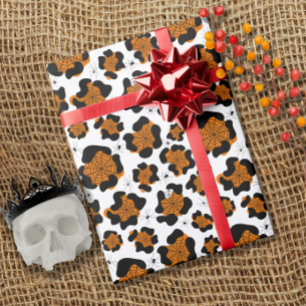 Papel De Presente Padrão de aranha de impressão de leopardo laranja 