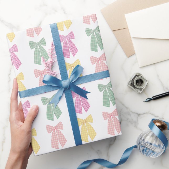Papel De Presente Padrão de Arco de Cabelo Coquette Feminina Moderna (Presentear)