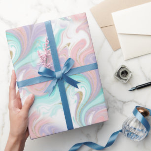 Papel De Presente Padrão de Arco-Íris Ombre Brilho Pastel