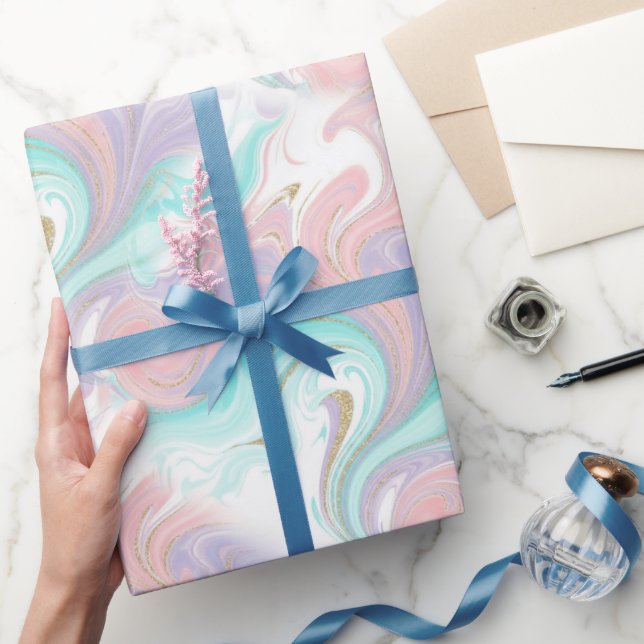 Papel De Presente Padrão de Arco-Íris Ombre Brilho Pastel (Presentear)