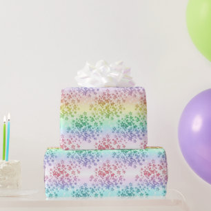 Papel De Presente Padrão de Arco-Íris Ombre Glitter Pastel 