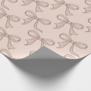 Papel De Presente Padrão de Arco rosa de coquete bonito de tendência