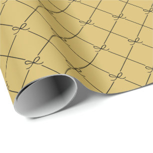 Papel De Presente Padrão de Arco Simples Geométrico Dourado Preto