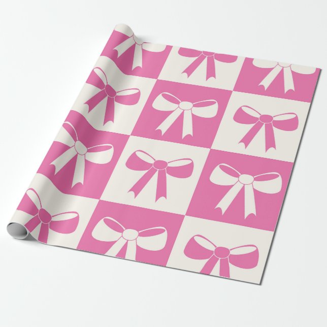Papel De Presente Padrão de Arcos Rosa Girly Coquette Verificado (Desenrolado)