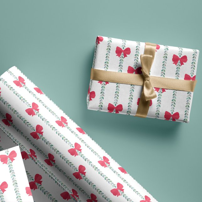 Papel De Presente Padrão De Arcos Vermelhos E Garland Para Presentes (Criador carregado)