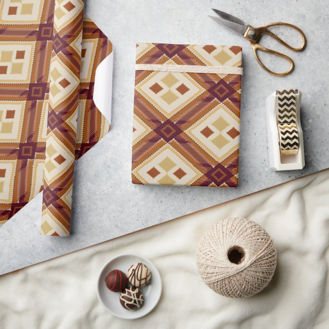 Papel De Presente Padrão de Argyle Moderno de outono n.o 10 (Artesanato)