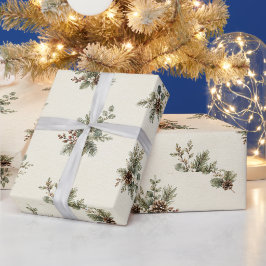 Papel De Presente Padrão de Arremesso Botânico de Inverno Minimalist