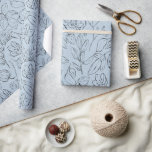 Papel De Presente Padrão de Arte Botânica Elegante em Linha<br><div class="desc">Papel de embrulho com padrão de folhagem botânica em arte linear.</div>