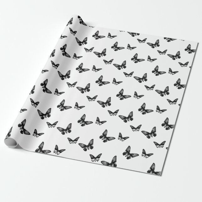 Papel De Presente Padrão de Arte de Borboletas Clássicas CLIENTE BG  (Desenrolado)