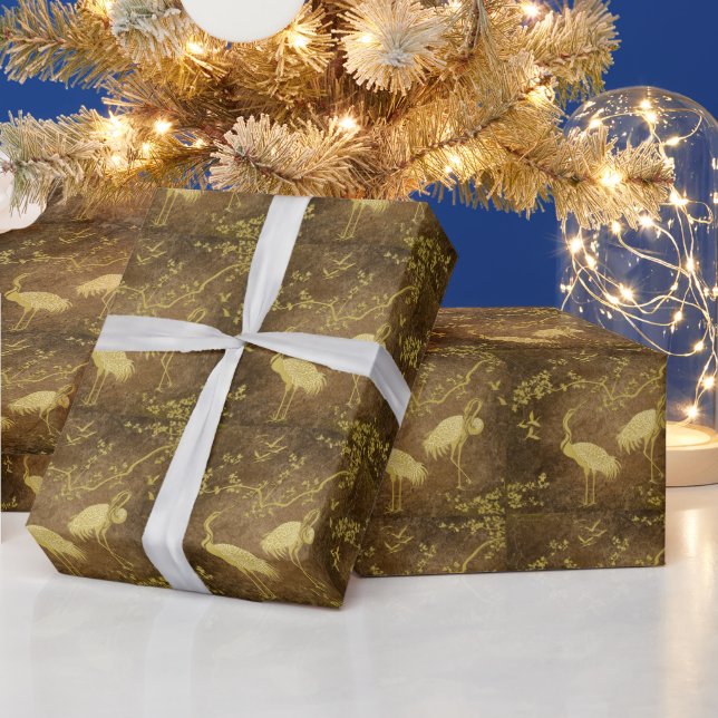 Papel De Presente Padrão de arte de grous elegantes | Pássaros grous (Feriados)