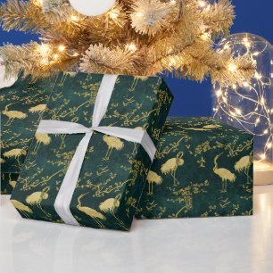 Papel De Presente Padrão de arte de grous elegantes   Pássaros grous