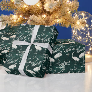 Papel De Presente Padrão de arte de grous elegantes Pássaros grous