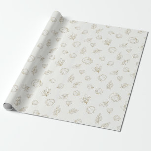Papel De Presente Padrão de Arte de Linha Botânica Minimalista (3)